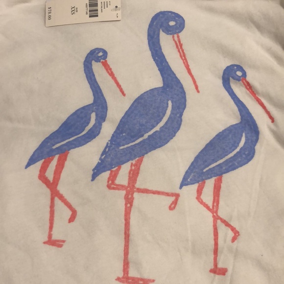 Anthropologie Sol Angeles Cream Pelican Cotton Long Graphic T-shirt Tee Top XXS - Picture 2 of 2